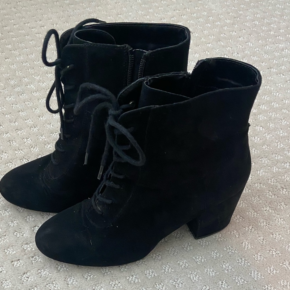 Lace-up Black Booties - Size 8